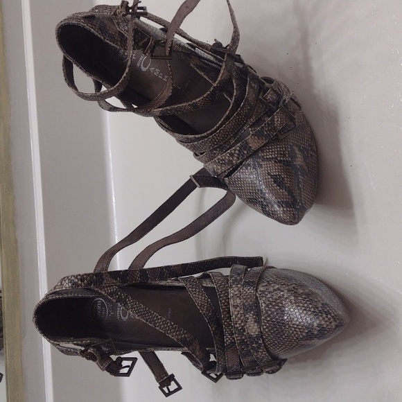Jeffrey Campbell Shoes - Jeffrey Campbell Snakeskin Lace-Up Heels